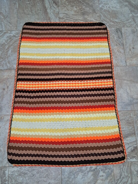 Source Unknown Other - Vintage Retro Handmade Crochet Afghan Blanket Multicolored 59.5x41 Grannycore